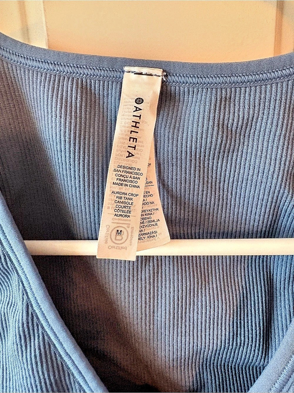 Athleta Aurora Crop Rib Tank Ribbed Crop Top Blue Medium - Picture 4 of 5